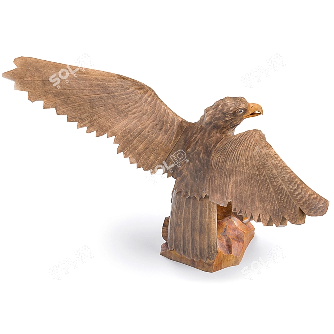 Eagle Wooden Statue Model 3D model image 2