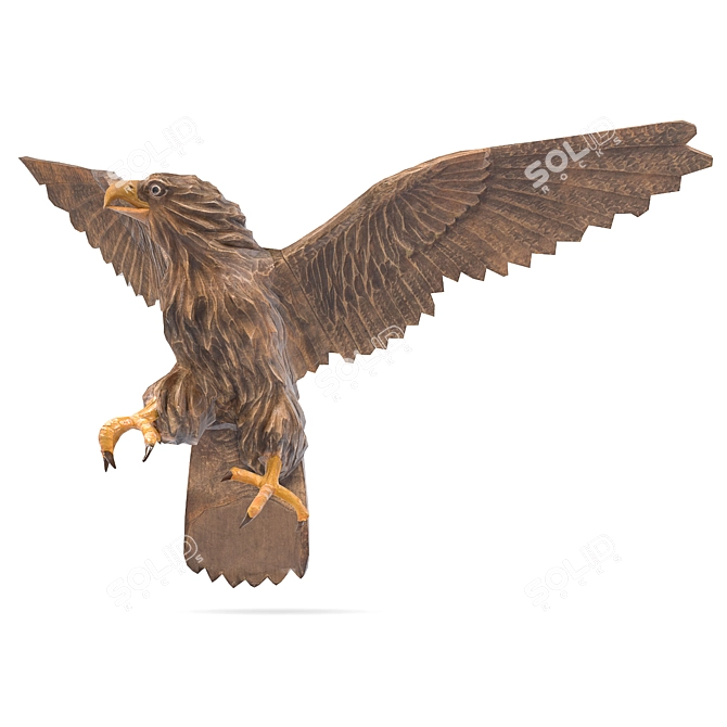 Eagle Wooden Statue Model 3D model image 3