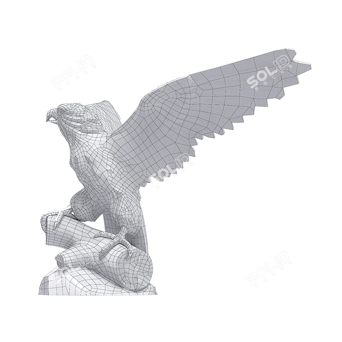 Eagle Wooden Statue Model 3D model image 5