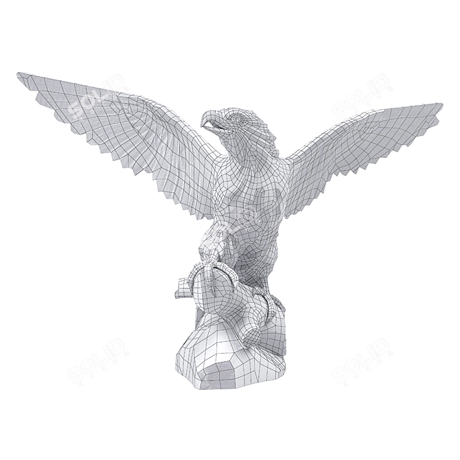 Eagle Wooden Statue Model 3D model image 6