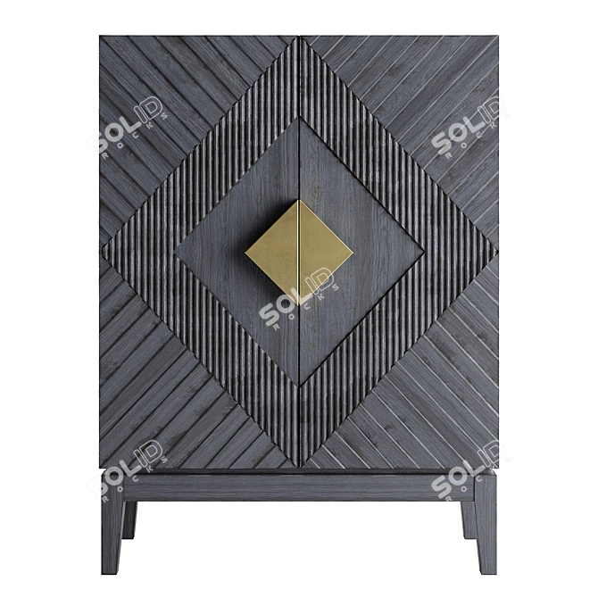 Granite Buffet Gold Metal 3D model image 3