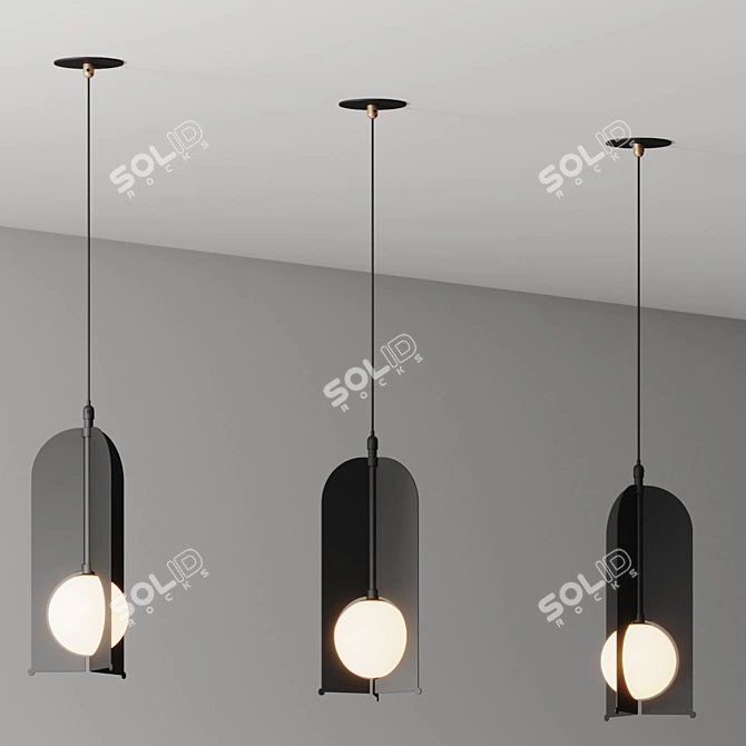 Modern Black Metal Pendant Light 3D model image 3