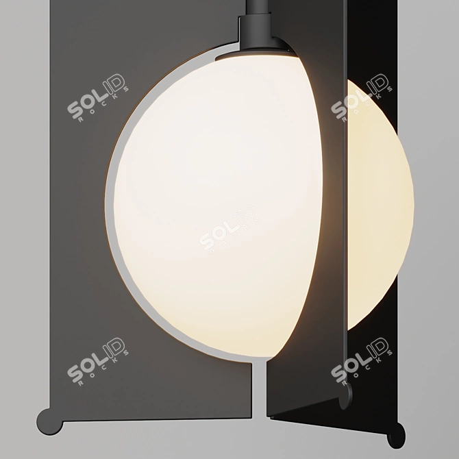 Modern Black Metal Pendant Light 3D model image 4