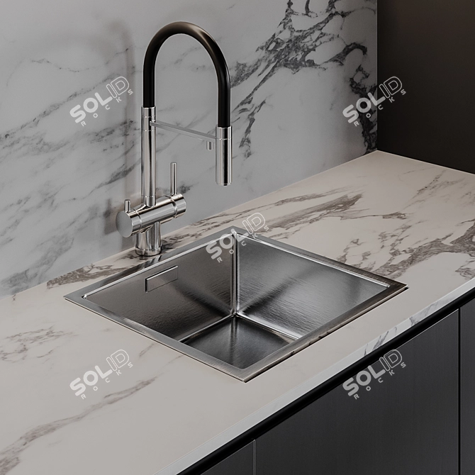 Sleek Modern Kitchen Design Kit 3D model image 3