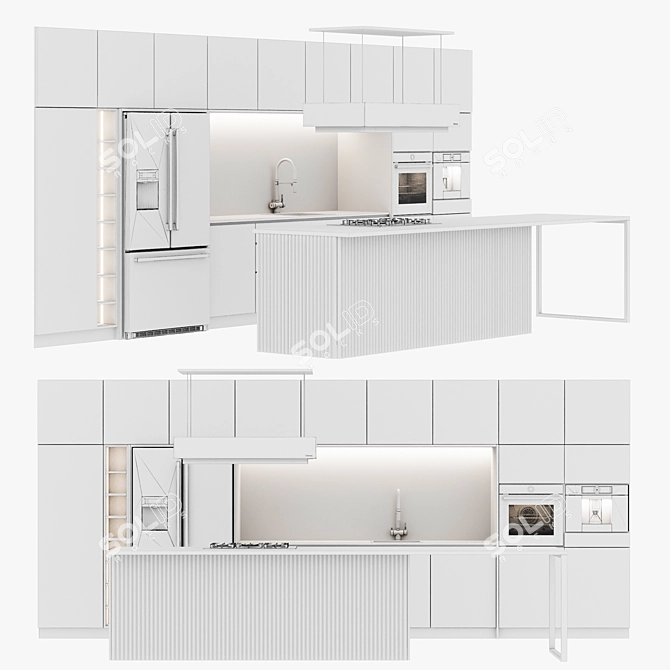 Sleek Modern Kitchen Design Kit 3D model image 5