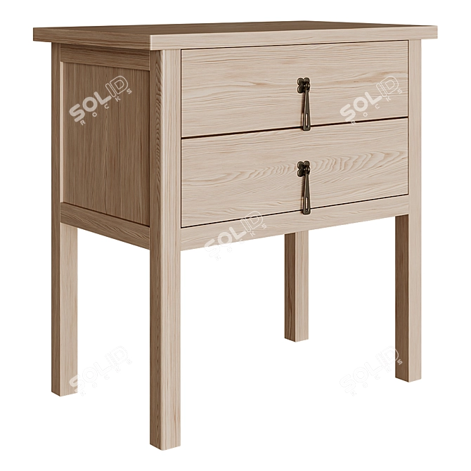 Albie Solid Wood Nightstand 3D model image 1