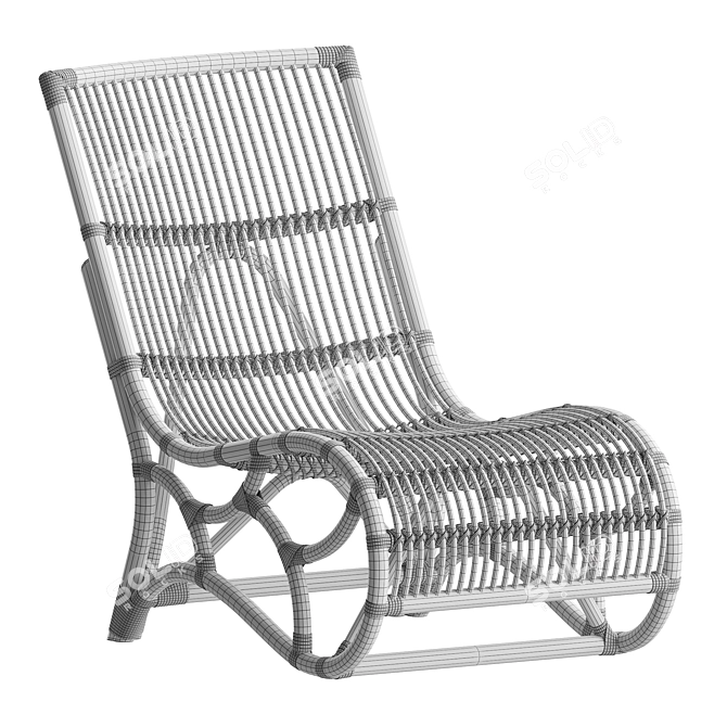 Contemporary Rattan Accent Chair 3D model image 4