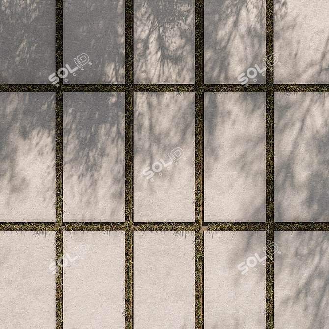 Grass-Inlaid Concrete Paving Slab 3D model image 2