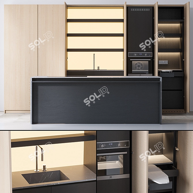 Sleek Kitchen Set with Elica Stove 3D model image 8