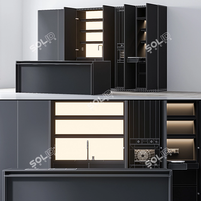 Sleek Kitchen Set with Elica Stove 3D model image 15