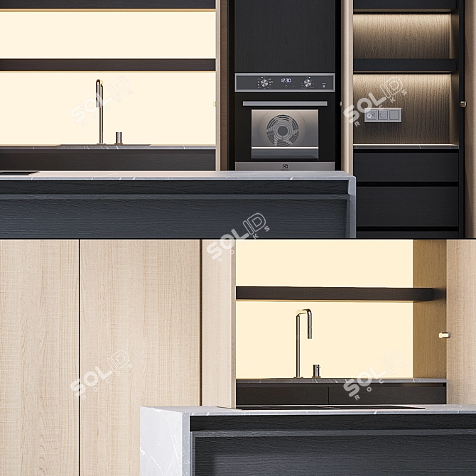 Sleek Kitchen Set with Elica Stove 3D model image 18