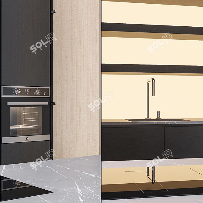 Sleek Kitchen Set with Elica Stove 3D model image 19