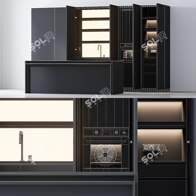 Sleek Kitchen Set with Elica Stove 3D model image 22