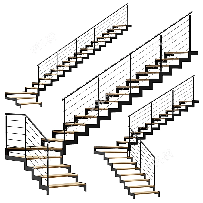 Ascend Metal Steps Set 3D model image 1