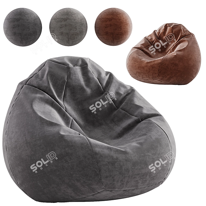 Colorful Bean Bag Chair Pouf 3D model image 1