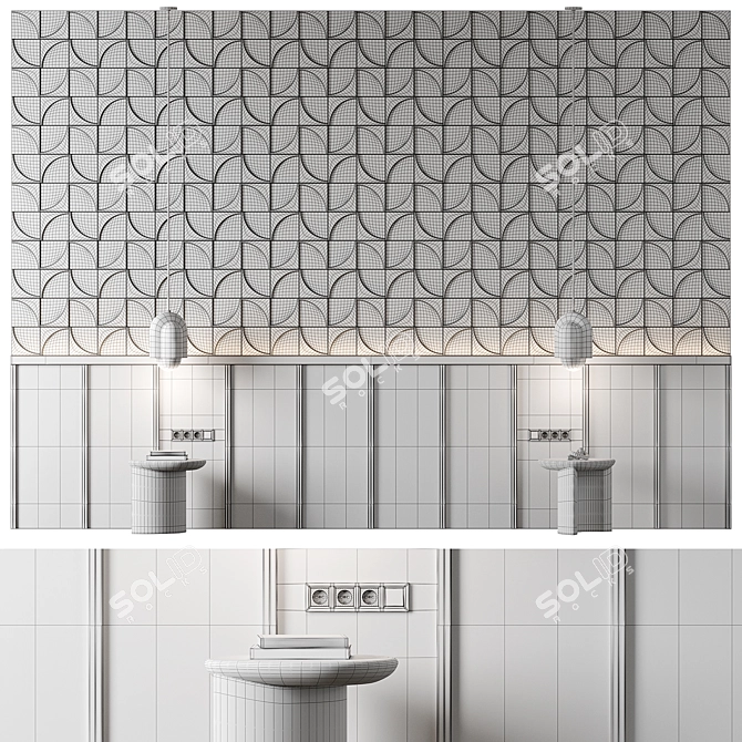Boho Panel and Lighting Set 3D model image 4