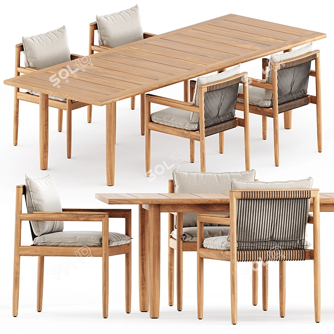 Outdoor Dining Set: Saranac Chair & Tibbo Table 3D model image 1