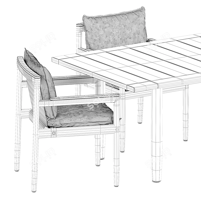 Outdoor Dining Set: Saranac Chair & Tibbo Table 3D model image 5