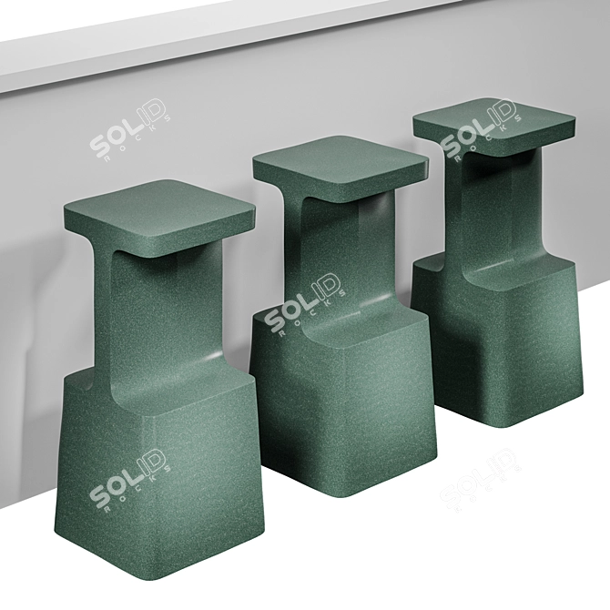 Multi-Height Table Set with Materials 3D model image 2