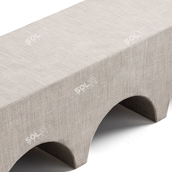 Arch-Inspired Upholstered Bench 3D model image 3