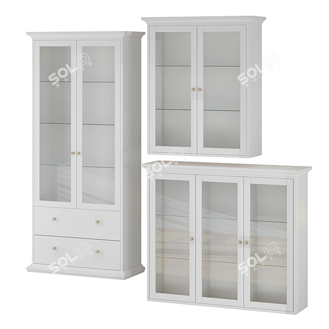 Elegant Glass Display Cabinet Set 3D model image 1