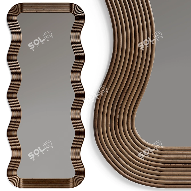 Elegant Wave Mirror for Interiors 3D model image 1