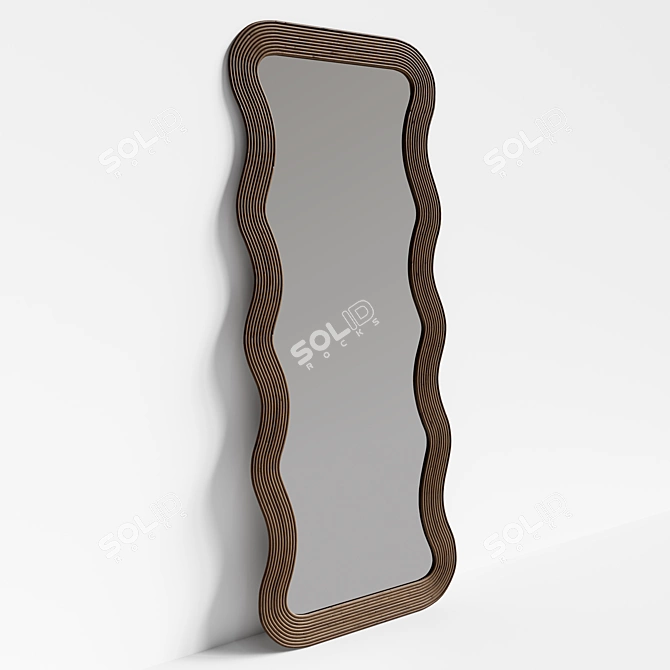 Elegant Wave Mirror for Interiors 3D model image 3