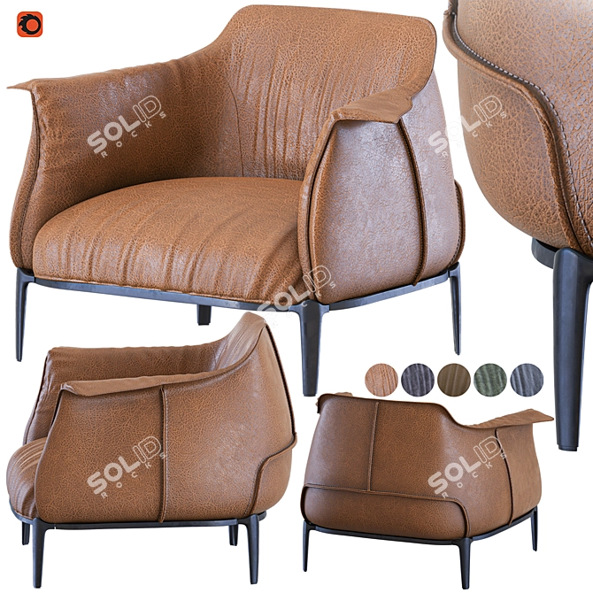 Luxurious ARCHIBALD LARGE Designer Armchair 3D model image 1