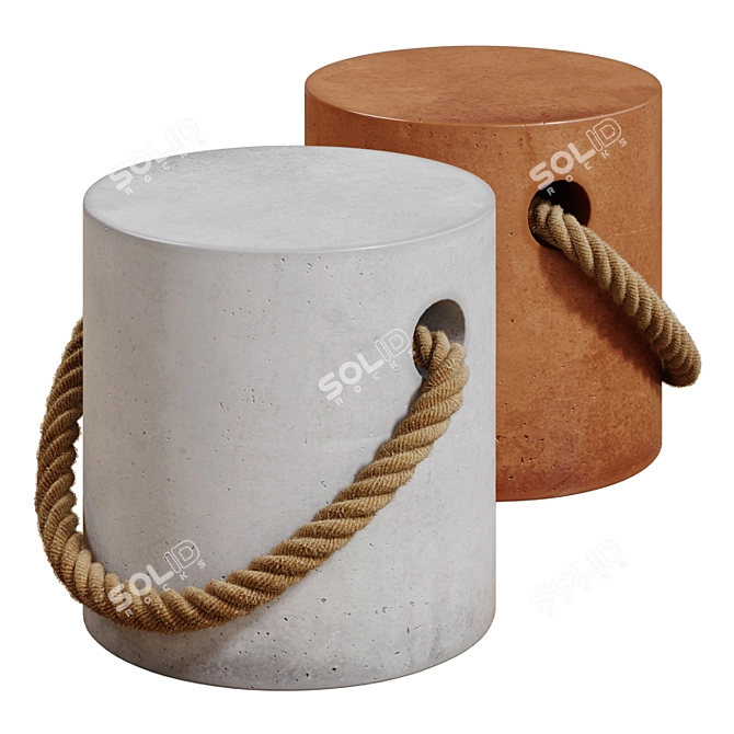 Concrete Rope Stool Table Ottoman 3D model image 1