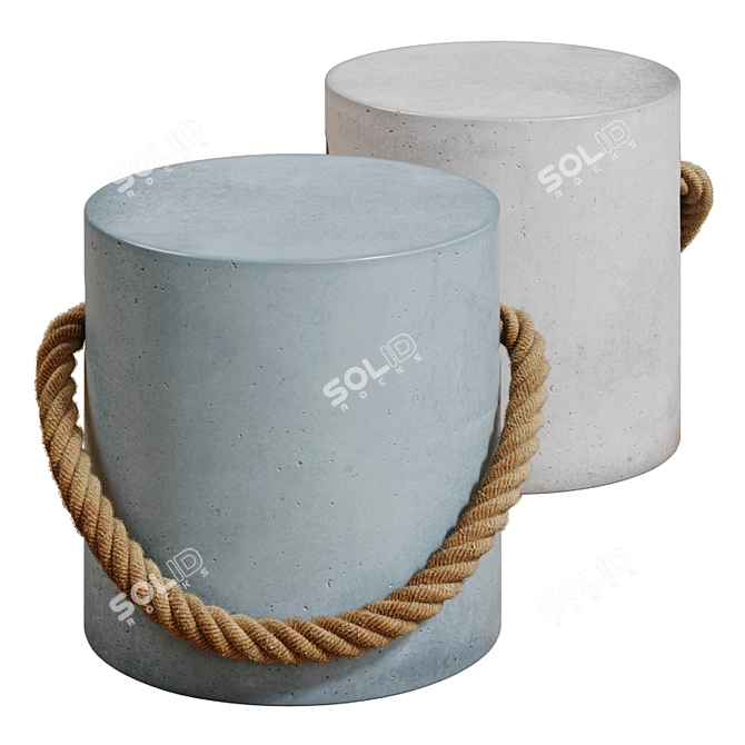 Concrete Rope Stool Table Ottoman 3D model image 2