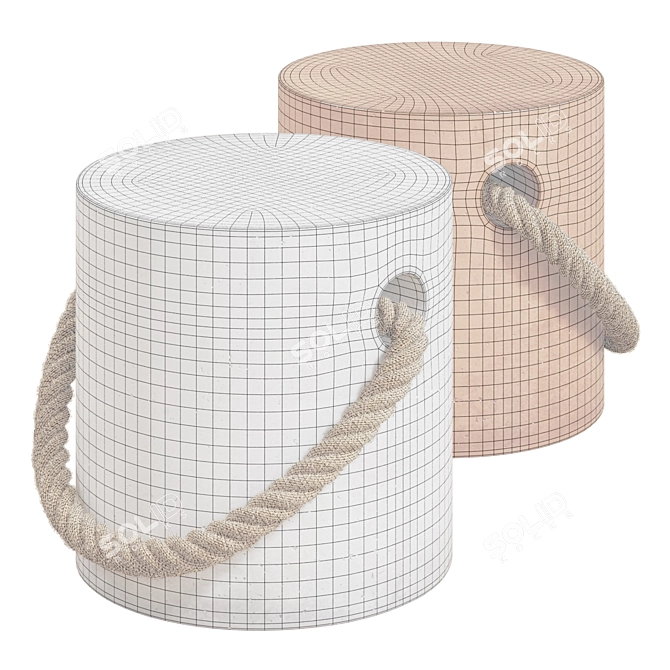 Concrete Rope Stool Table Ottoman 3D model image 3