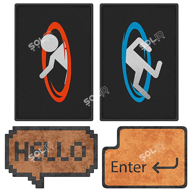 Set of 4 Contemporary Door Mats 3D model image 1