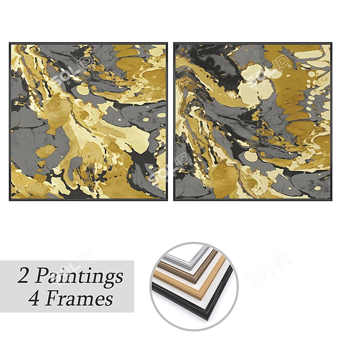 Art Set with Multiple Frames 3D model image 1