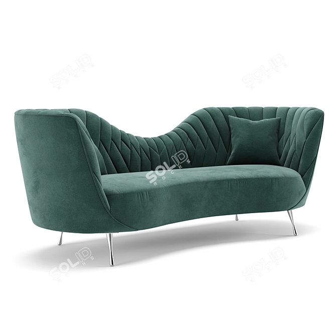 Ethereal Velvet Sofa Upgrade 3D model image 2