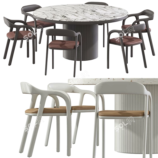 Artisan NEVA 53 Table and Chairs 3D model image 1