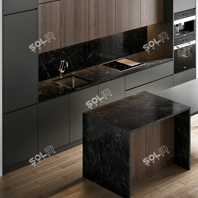 Modern Kitchen Cabinet Set 3D model image 2