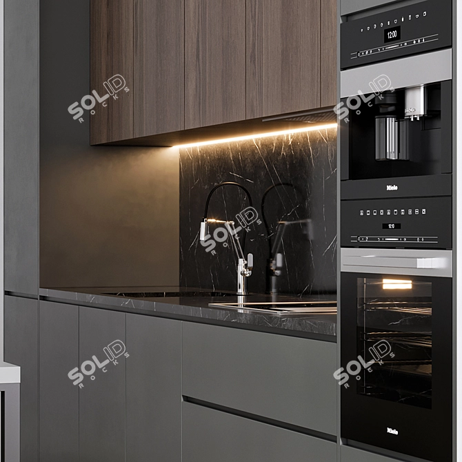 Modern Kitchen Cabinet Set 3D model image 3