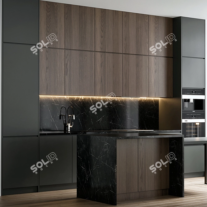 Modern Kitchen Cabinet Set 3D model image 4