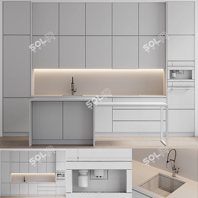 Modern Kitchen Cabinet Set 3D model image 6