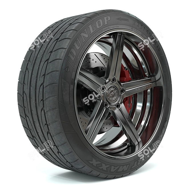 D2 Forged Rim & Dunlop Sport Maxx Kit 3D model image 2