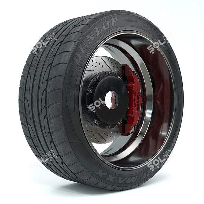 D2 Forged Rim & Dunlop Sport Maxx Kit 3D model image 3