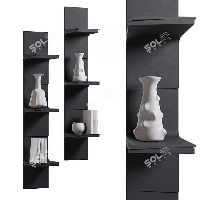 Title: Hugo Concrete Bookshelves by Baxter 3D model image 1