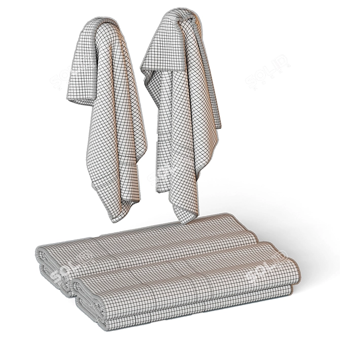 Luxury Towel Set for Bathroom 3D model image 3