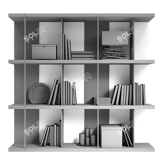 Walnut & Black Steel Shelf 3D model image 9