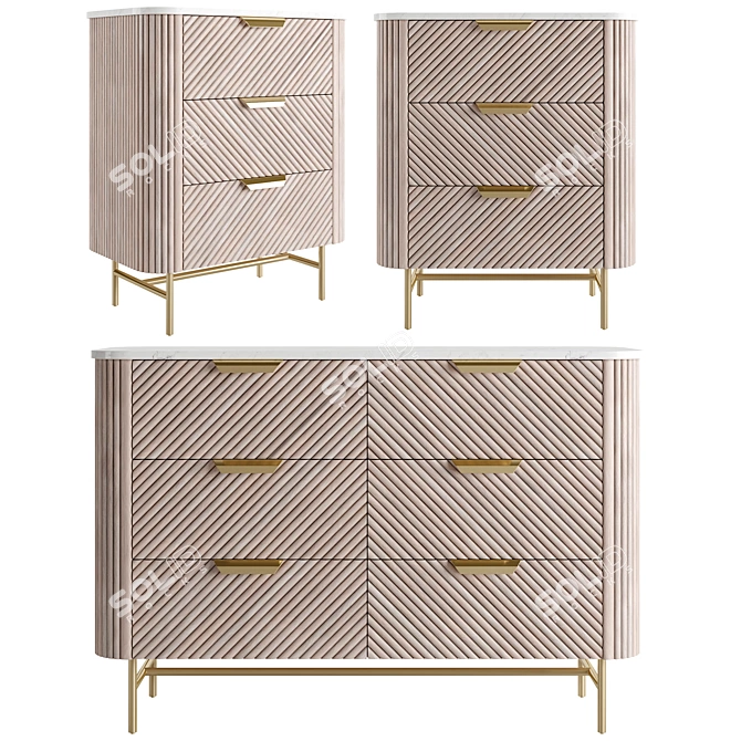 Valencia Mango Wood Chest 3D model image 3