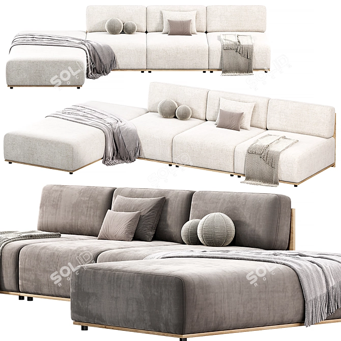 Meridiani Claud Open-Air Modular Sofa 3D model image 2