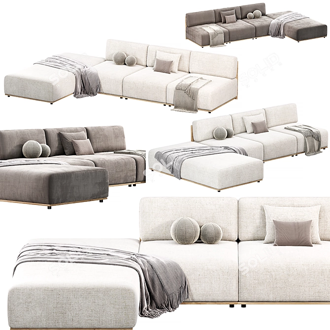 Meridiani Claud Open-Air Modular Sofa 3D model image 4