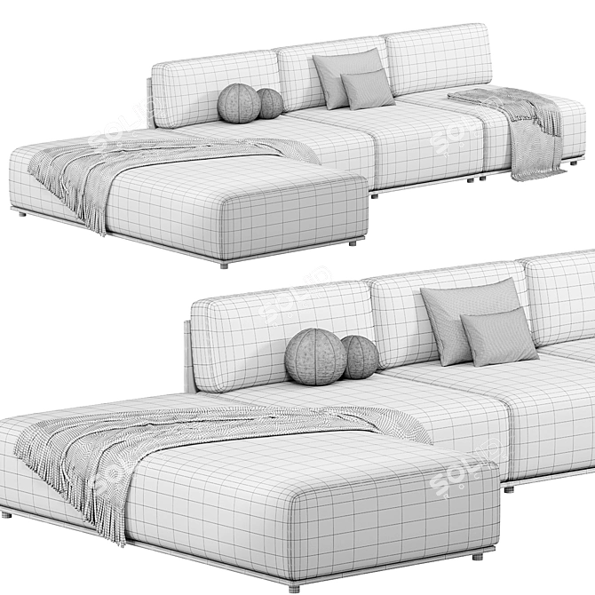 Meridiani Claud Open-Air Modular Sofa 3D model image 5