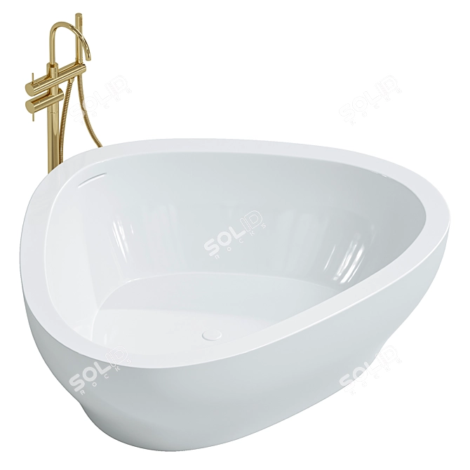 Sleek Lissoni Corner Stone Bath 3D model image 2