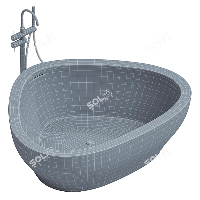 Sleek Lissoni Corner Stone Bath 3D model image 3